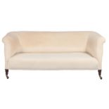 A Victorian Chesterfield sofa, on mahogany feet with castors, seat height 37cm (excluding cushions),