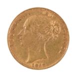 Gold coin. Sovereign 1869