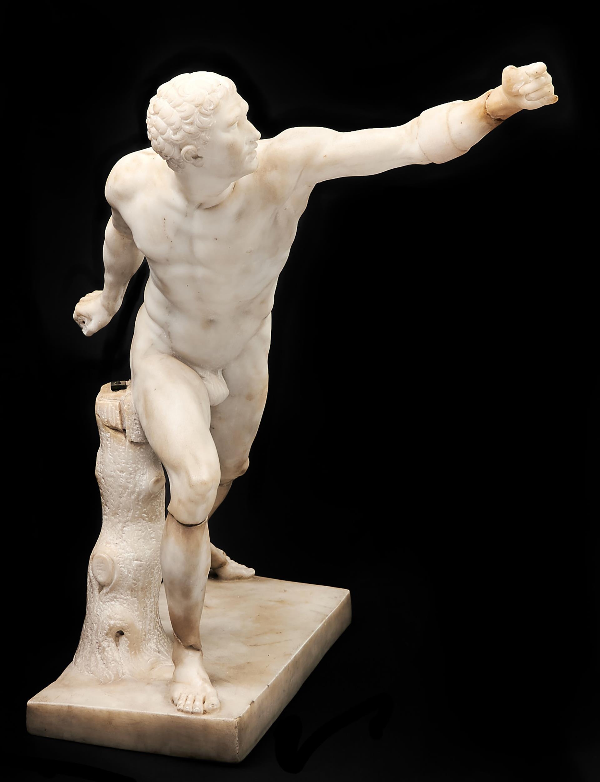 An Italian statuary marble sculpture of the Borghese Gladiator, first half 19th c, after the - Image 2 of 2