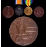 World War I, pair, plaque and scroll, British War Medal and Victory Medal 62163 Pte H Johnson