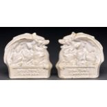 Two Doulton Carrara ware architectural stoneware advertising desk weights, designed by Gilbert
