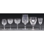 A suite of cut glass wine, port and sherry glasses, first half 20th c, miscellaneous Edwardian and