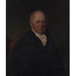 English School, early 19th c - Portrait of John Philips of Old Heath House, half length in a black