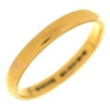 A 22ct gold wedding ring, marks obscured, 4.9g, size H Condition ReportWear consistent with age,