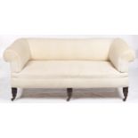 A Victorian Chesterfield sofa, on turned mahogany feet, pottery castors, seat height 41cm, 88cm