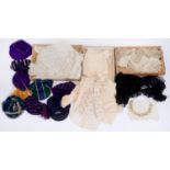 A Victorian ivory satin page boys outfit, comprising breeches, coat, waistcoat, hose and kid gloves,