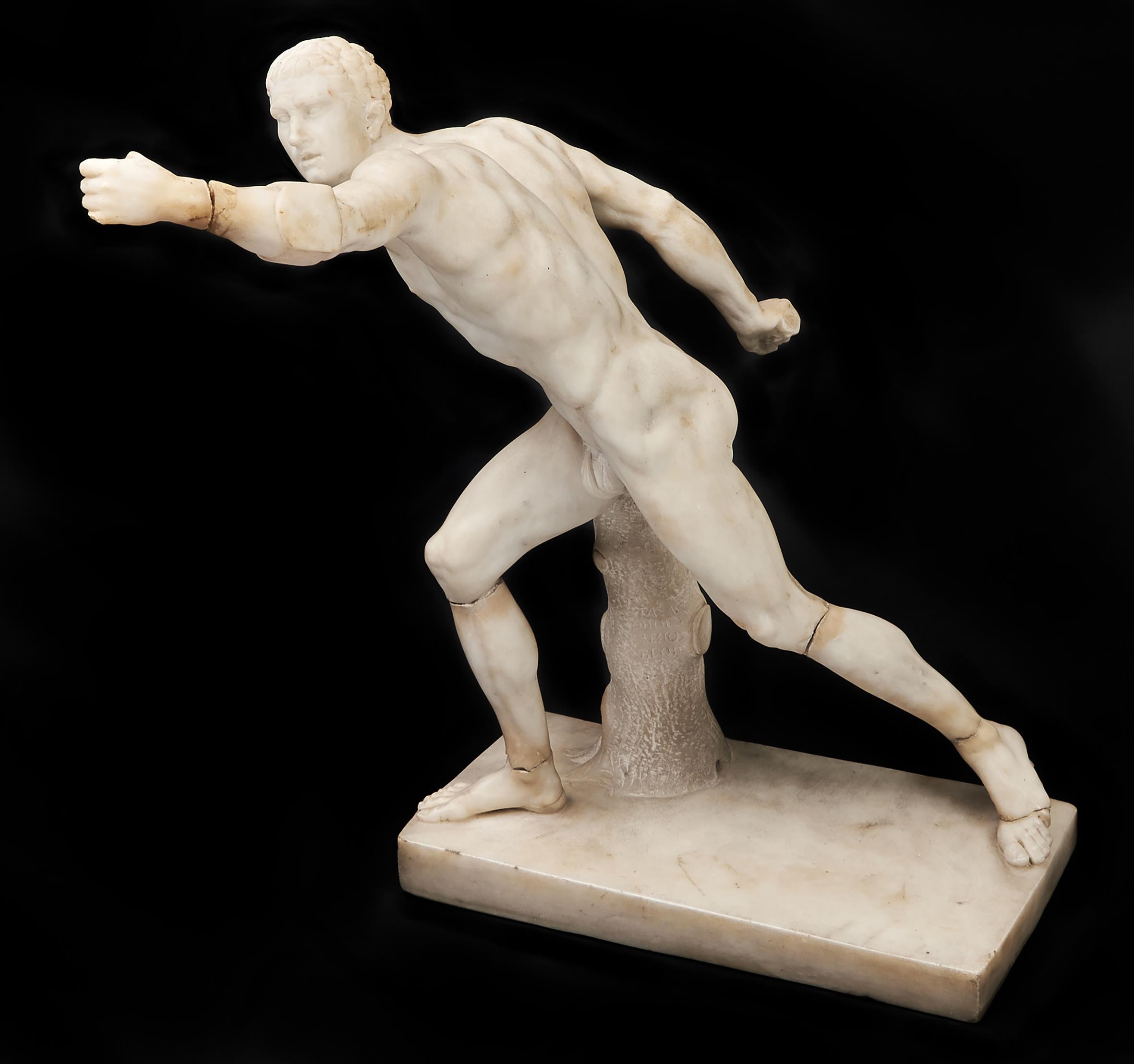 An Italian statuary marble sculpture of the Borghese Gladiator, first half 19th c, after the