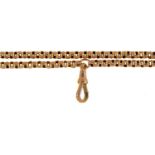 A gold muff chain, late 19th / early 20th c, 142cm l, marked 9c, 41.4g Condition ReportGood
