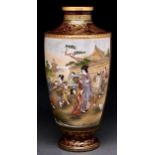 A Japanese Satsuma brown ground vase, Meiji period, of shouldered form, enamelled with bijin,