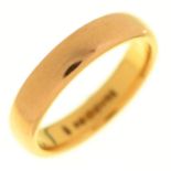 A 22ct gold wedding ring, Birmingham, date letter obscured, 4.6g, size H Condition ReportLight wear