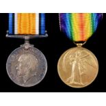World War One pair,  British War Medal and Victory Medal, 59100 Pte W Carr, Welsh R