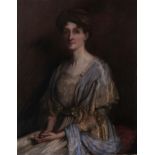 William Maclean (Fl. early 20th c) - Portrait of Lucy Philips, seated half length in a lace