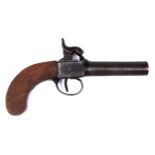 An English 80 bore boxlock percussion pistol, early 19th c, walnut stock, 17cm l, proof marked