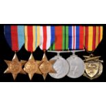 World War Two, six, 1939-45 Star, Africa Star, France and Germany Star, Defence Medal, War Medal and