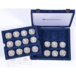 Silver coins. Various territories, eighteen proof silver non circulating crowns, 1996