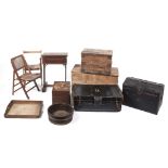 Miscellaneous trunks and boxes, Victorian and early 20th c, to include a pine blanket box, black