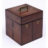 A Victorian mahogany folding domestic medicine chest, with flush brass handles and two