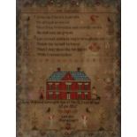 A William IV linen sampler, Jane Willford wrought this in the 12 year of her age 1835, worked with a