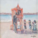 Ross Foster (20th / 21st c) - The Punch and Judy Show, signed, oil on board, 26.5 x 26.5cm Good