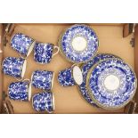 A Coalport blue and white breakfast service, c1880-1890, with black and white pearl border and