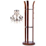 A wood laminated and chromium plated revolving hall stand, 168cm h and a naturalistic plated metal