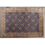 A Persian design blue ground rug, 280 x 400cm Good condition