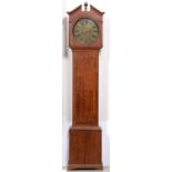 A George III oak 30 hour longcase clock, Whitehurst Derby, the 13" round brass dial engraved with