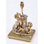A French gilt and silvered bronze sculpture of two children of Bacchus and a panther, 19th c,