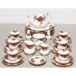 A Royal Albert Old Country Roses pattern dinner service, printed mark One or two pieces stained.