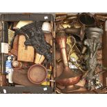 Miscellaneous brass and other metalware, to include a Victorian Mr Punch doorstop, brass