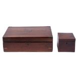 A Victorian brass mounted writing box,  with fitted interior, 39cm l and a George III mahogany and