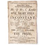 Regency theatre bill. Theatre Royal Bristol, Mr & Mrs C Campbell in Inconsistent or, The Way to