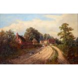 Enoch Crosland (1860-1938) - Village Scene, signed and dated 1893, oil on canvas, 29 x 45cm