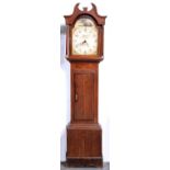 A Victorian oak and crossbanded 30 hour longcase clock, Thomas Hardy, Nottingham, the 12" painted,