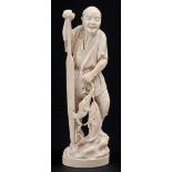 A Japanese, Tokyo School, ivory figure of a fisherman, Meiji period, 21.5cm h Good condition