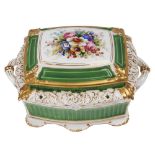 A Royal Worcester silk box or casket and cover, 1906, the cover painted by H Chair, signed, with
