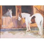 Iris Collett (1938 - ) - Two Ponies, signed, oil on board, 24 x 32.5cm Good condition