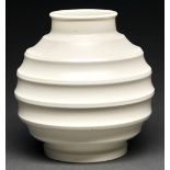 A Wedgwood slipware vase 4196, designed by Keith Murray, 1930s-50s, in satin moonstone glaze, 18cm