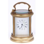 A cylindrical brass carriage timepiece, Elliott & Son, 20th c,  8.5cm h Good condition but