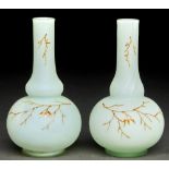 A pair of enamelled satin glass double gourd vases, c1900, 14.5cm h Good condition