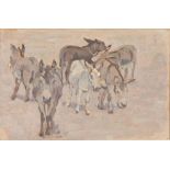 Winifred Wilson (1882-1973) - Six Donkeys, signed, oil on board, 17.5 x 27cm Good condition