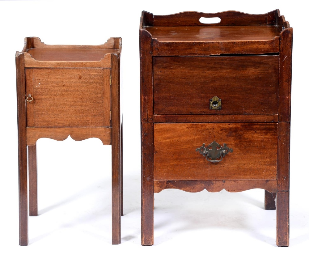 A George IV mahogany tray top commode, 77cm h; 47 x 51cm and a mahogany pot cupboard (2) Both