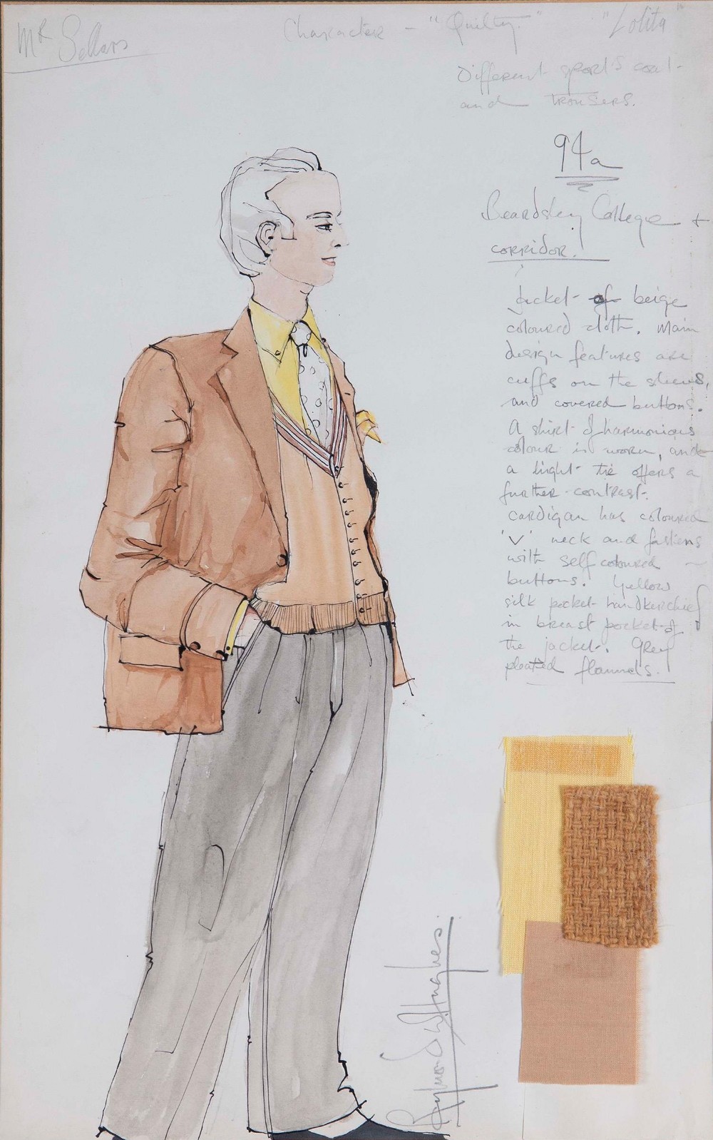 Raymond Wansker Hughes (1937-2015) - Costume Design for Peter Sellers as Quilty in Lolita, c1962,