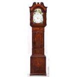 A Victorian oak, fruitwood and inlaid eight day longcase clock, Josh Sulley, Nottingham, the 11"