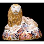 A Royal Crown Derby Lion paperweight,  box