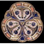 A Royal Crown Derby Imari pattern hors d'oeuvre dish, 1928, 27.5cm l, printed mark Good condition