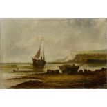 E Nevil (Fl. late 19th c) - Scenes on the Coast at Low Tide, a pair, both signed, oil on canvas,