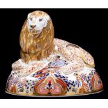 A Royal Crown Derby Lion paperweight,  exclusive Signature Edition for Harrods 1996, box