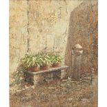 Derrick Jennings (1929-2015) - Corner of an Italian Courtyard, signed and dated 1990, oil on canvas,