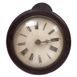 A German postman's alarm wall timepiece, 19th c,  with painted dial and brass hands, 29cm diam